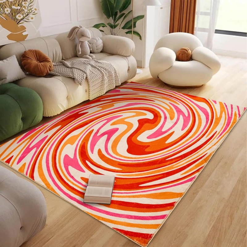 Century Textile & Sewing Supply - Orange Aesthetic Bedroom Rug Vintage Abstract