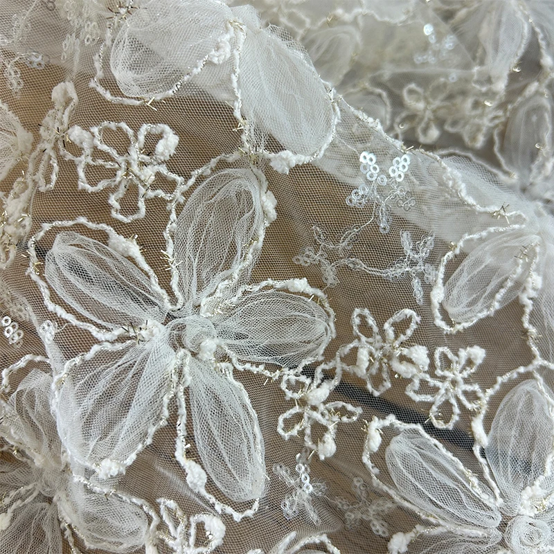 3D Embroidered Sequin Mesh Fab – обзор и цена Textile Sewing Techniques