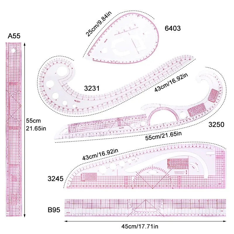 6PCS French Curve Ruler Soft P – обзор и цена Sewing Gauge Ruler